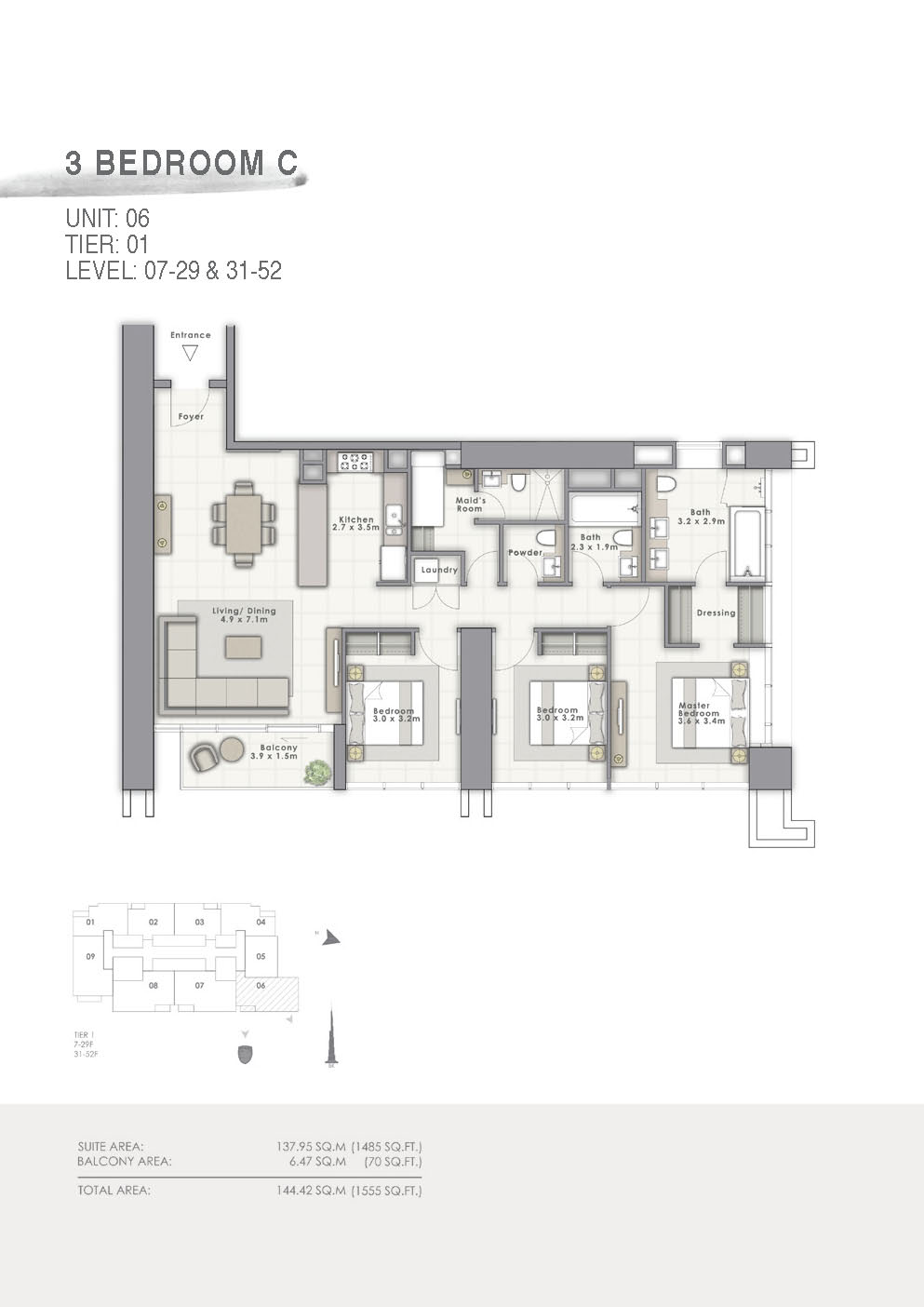 Floor plan of Forte Tower 1